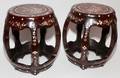 CHINESE DRUMFORM TABORETS WITH MOTHEROFPEARL INLAY
