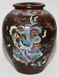 JAPANESE SATSUMA STYLE EARTHENWARE VASE EARLY 20TH C
