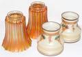 010505 IRIDESCENT  PAINTED GLASS SHADES TWO PAIRS