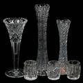 121641 CUT CRYSTAL BUD VASES THREE