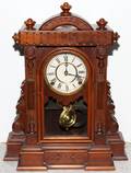 121612 ANSONIA WALNUT  BRASS MANTEL CLOCK
