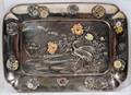 031013 JAPANESE ENAMELED SILVER TRAY LATE 19TH C