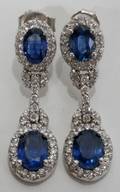 031038 14KT WGOLD SAPPHIRE  DIAMOND DANGLE EARRINGS
