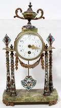 031037 JAPY FRERES FRENCH ENAMEL ONYX  BRONZE CLOCK