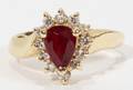 030037 14 KT YELLOW GOLD  RUBY RING WITH DIAMONDS