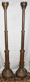030047 ECCLESIASTICAL BRASS TORCHIERES PAIR H 61