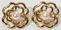 030004 18KT YELLOW GOLD  PEARL EARRINGS DIA 34