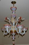 020040 VENETIAN GLASS FIVE LIGHT CHANDELIER H 35