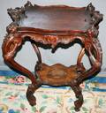 020035 ITALIAN CARVED WALNUT BAROQUE TABLE AND TRAY