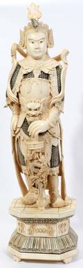 020002 CHINESE CARVED IVORY FIGURE OF A WARRIOR