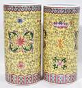 012060 CHINESE PORCELAIN CYLINDRICAL VASES PAIR