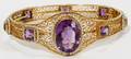 012051 AMETHYST  14 KT GOLD FILIGREE BRACELET DIA 8