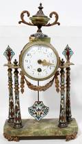 011008 JAPY FRENCH CHAMPLEVE  BRONZE MANTEL CLOCK