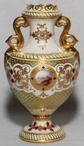COALPORT PORCELAIN  ENAMEL URN LATE 19TH C
