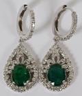 336CT NATURAL EMERALD 140CT DIAMOND EARRINGS