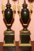 FRENCH EMPIRE TOLE  BRONZEMOUNTED LAMPS