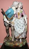 FRENCH PAINTED BISQUE MONUMENTAL FIGURAL GROUP