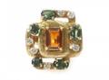 14k Gold Diamond Tourmaline  Quartz Ring