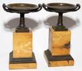 FRENCH BRONZE  MARBLE TAZZE 19TH C PAIR