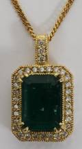 010034 8CT NATURAL EMERALD  2CT DIAMOND PENDANT