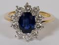 010029 18 KT YELLOW GOLD DIAMOND AND SAPPHIRE RING