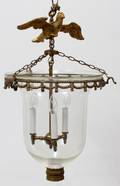 121025 ANTIQUE BLOWN GLASS DOME HANGING LAMP H 23