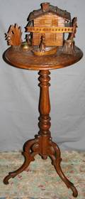 050082 GERMAN WALNUT HAND CARVED SMOKING STAND C1880