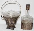 071121 GERMAN 800 SILVER  CRYSTAL BASKET  DECANTER