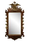 Chippendale Carved Mahogany Mirror wGilt Eagle
