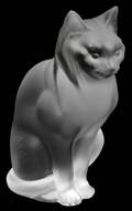 041077 LALIQUE FIGURE OF A CAT CHAT ASSIS H 8 14