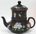 081066 WEDGWOOD ENAMELED BLACK BASALT TEAPOT WINFUSER