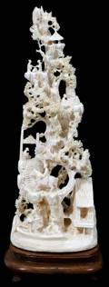 042070 CHINESE CARVED IVORY TIER LANDSCAPE WFIGURES