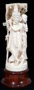 042062 INDIAN CARVED IVORY FIGURE GROUP H 6 DIA 2