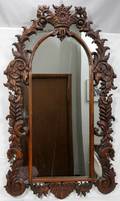 090106 ITALIAN STYLE CARVED WALNUT MIRROR 60 X 36