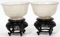 061138 CHINESE CARVED JADE CHRYSANTHEMUM BOWLS PAIR