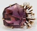051141 14KT GOLD AMETHYST  SEED PEARL RING