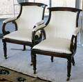 050074 ENGLISH REGENCY STYLE ARM CHAIRS PAIR H 33
