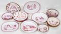 090134 ENGLISH PINK LUSTREWARE BOWLS  PLATES