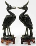 081130 CARVED JADE BIRDS PAIR H 7 12
