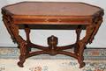 071147 VICTORIAN WALNUT PARLOR TABLE WITH MARBLE TOP