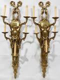 062168 FRENCH BRONZE FIVELIGHT SCONCES PAIR H 41