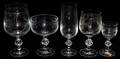 051195 CZECHOSLOVAKIAN ETCHED CRYSTAL STEMWARE 61 PCS
