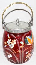 050090 VICTORIAN CRANBERRY GLASS BISCUIT BARREL C1900