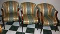 042148 MAHOGANY  BROCADE UPHOLSTERED CLUB CHAIRS 3