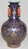 041149 CHINESE PORCELAIN DOUBLE HANDLED VASE H 13