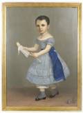19th C French School Full Length Portrait of Girl