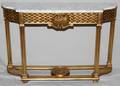 081201 ITALIAN STYLE GILT WOOD  MARBLE CONSOLE H 32