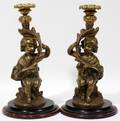 080120 BRASS FIGURAL CANDLE STICKS EARLY 19TH C PR