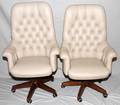 080095 SWIVEL HIGHBACK LEATHER ARM CHAIRS PAIR
