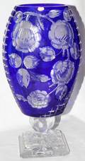 071174 GERMAN COBALT CUTTOCLEAR VASE H 14 W 8